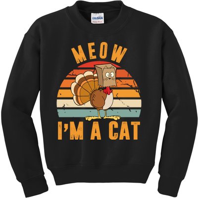 Meow I'm A Cat Retro Sunset Funny Turkey Kids Sweatshirt