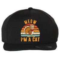 Meow I'm A Cat Retro Sunset Funny Turkey Wool Snapback Cap