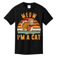 Meow I'm A Cat Retro Sunset Funny Turkey Kids T-Shirt