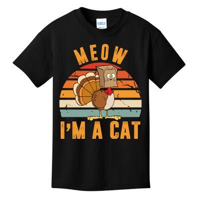 Meow I'm A Cat Retro Sunset Funny Turkey Kids T-Shirt