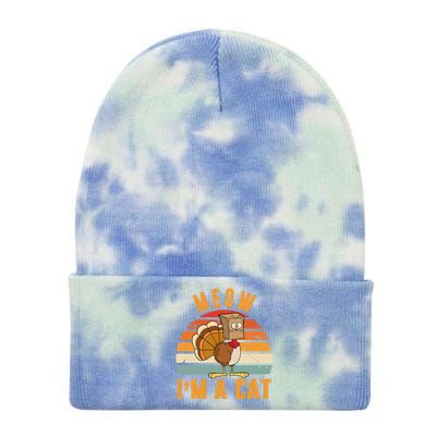 Meow I'm A Cat Retro Sunset Funny Turkey Tie Dye 12in Knit Beanie