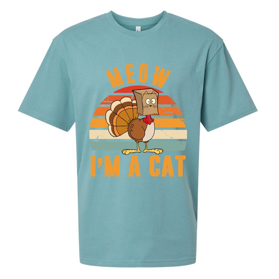 Meow I'm A Cat Retro Sunset Funny Turkey Sueded Cloud Jersey T-Shirt