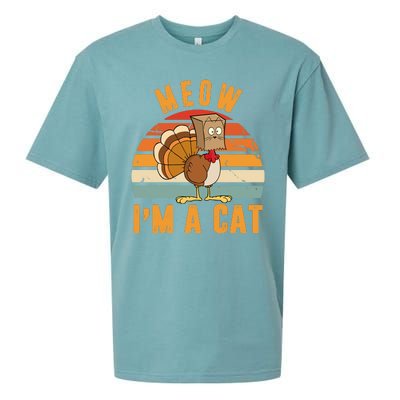 Meow I'm A Cat Retro Sunset Funny Turkey Sueded Cloud Jersey T-Shirt