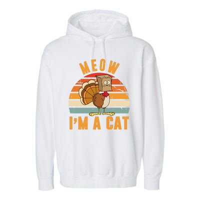 Meow I'm A Cat Retro Sunset Funny Turkey Garment-Dyed Fleece Hoodie