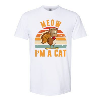 Meow I'm A Cat Retro Sunset Funny Turkey Softstyle CVC T-Shirt