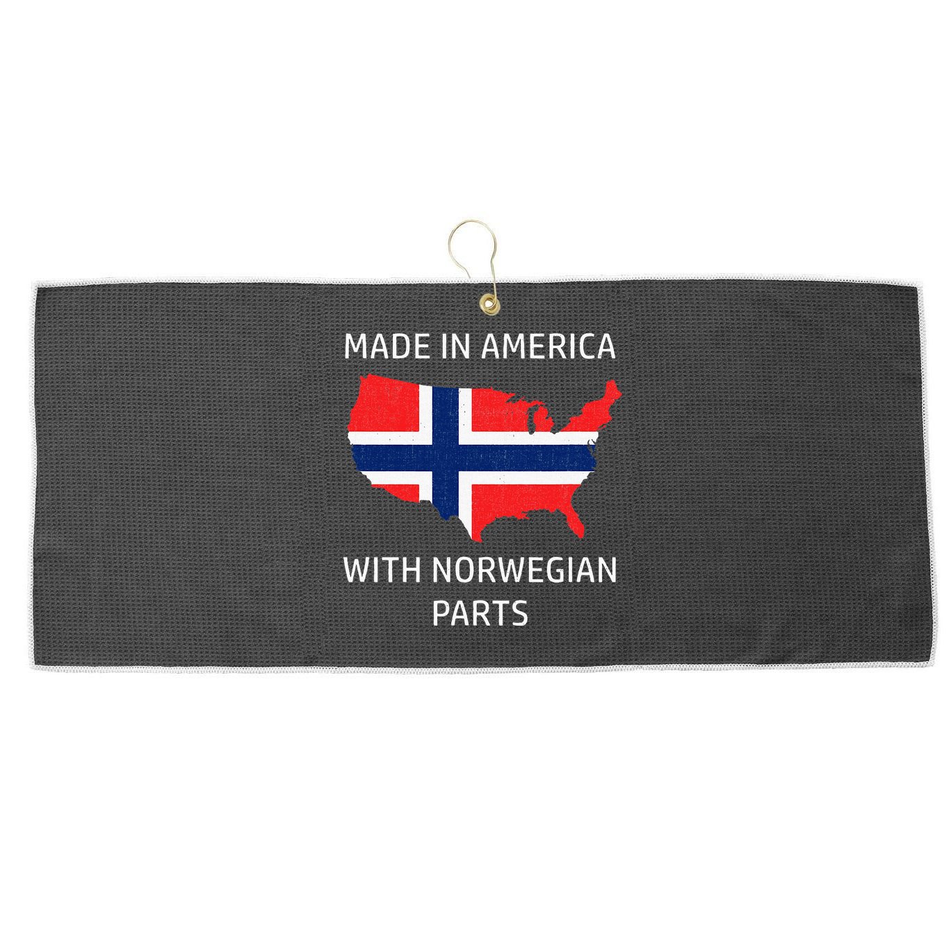 Made In America With Norwegian Parts Norway And Usa Large Microfiber Waffle Golf Towel