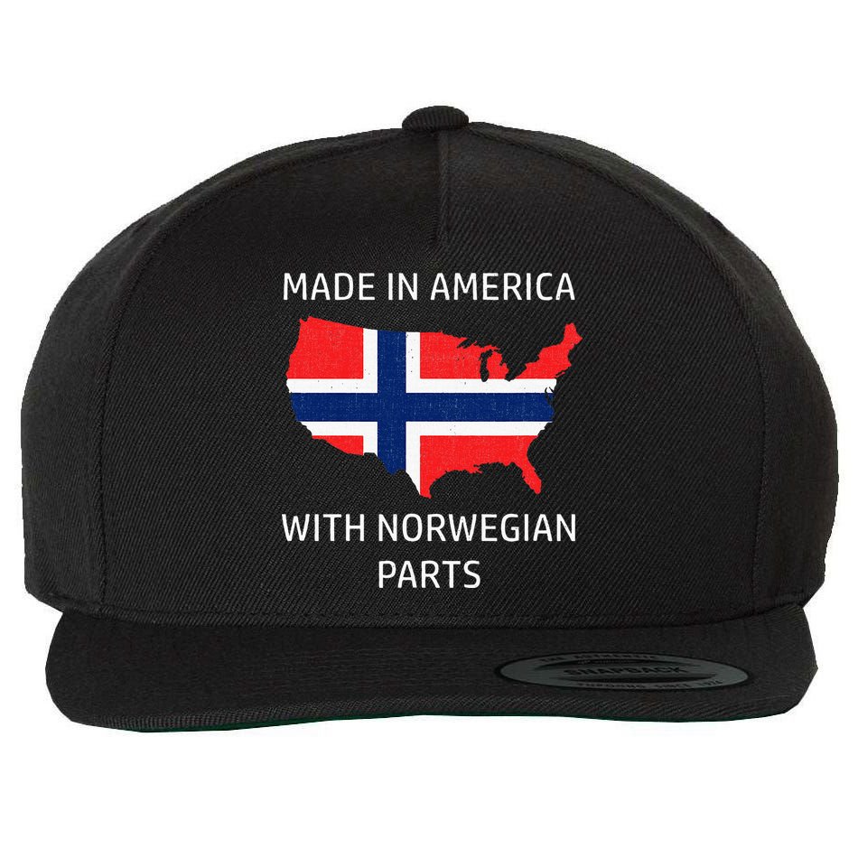 Made In America With Norwegian Parts Norway And Usa Wool Snapback Cap