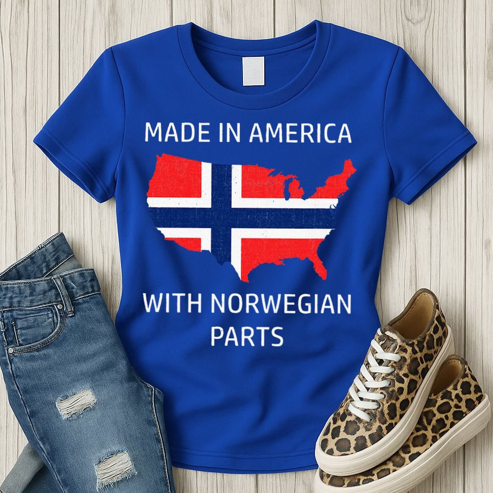 Made In America With Norwegian Parts Norway And Usa Womens T-Shirt