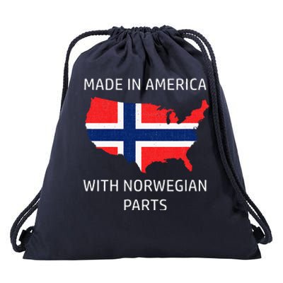 Made In America With Norwegian Parts Norway And Usa Drawstring Bag