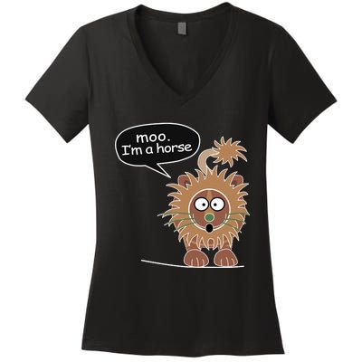 Moo IM A Horse Women's V-Neck T-Shirt