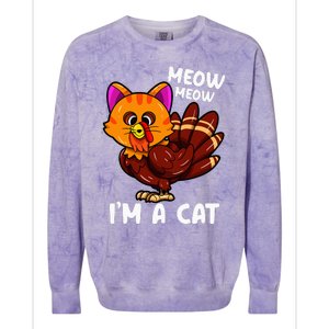 Meow IM A Cat Turkey Thanksgiving Colorblast Crewneck Sweatshirt