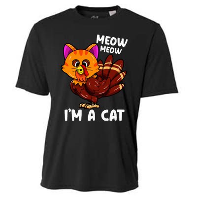 Meow IM A Cat Turkey Thanksgiving Cooling Performance Crew T-Shirt