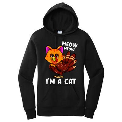 Meow IM A Cat Turkey Thanksgiving Women's Pullover Hoodie