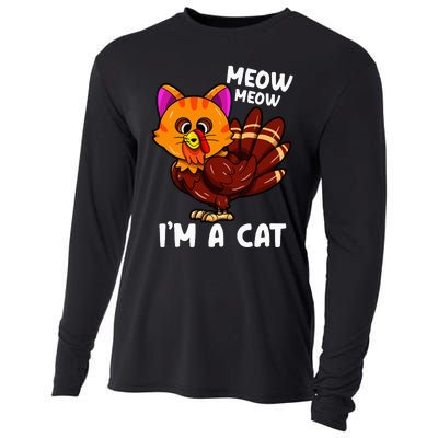 Meow IM A Cat Turkey Thanksgiving Cooling Performance Long Sleeve Crew