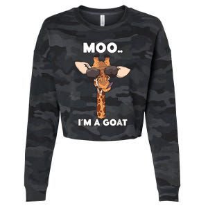 Moo I'm A Goat Funny Cartoon Giraffe Cropped Pullover Crew