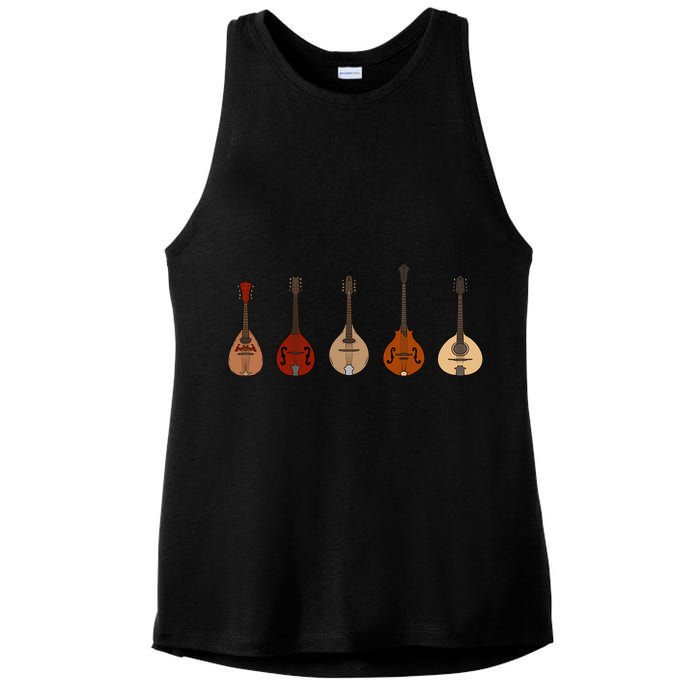 Mandolins In A Row Music Instrument Set Ladies PosiCharge Tri-Blend Wicking Tank