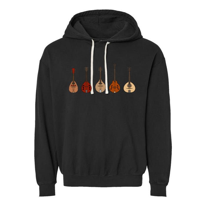 Mandolins In A Row Music Instrument Set Garment-Dyed Fleece Hoodie