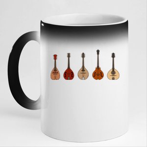 Mandolins In A Row Music Instrument Set 11oz Black Color Changing Mug