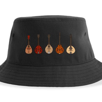 Mandolins In A Row Music Instrument Set Sustainable Bucket Hat