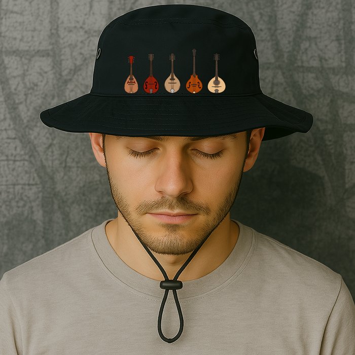Mandolins In A Row Music Instrument Set Bucket Hat