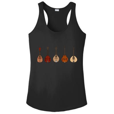 Mandolins In A Row Music Instrument Set Ladies PosiCharge Competitor Racerback Tank