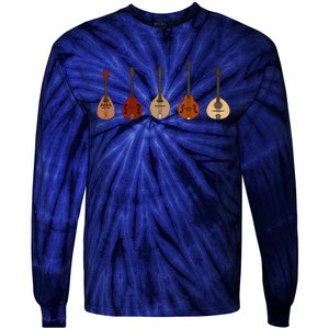 Mandolins In A Row Music Instrument Set Tie-Dye Long Sleeve Shirt