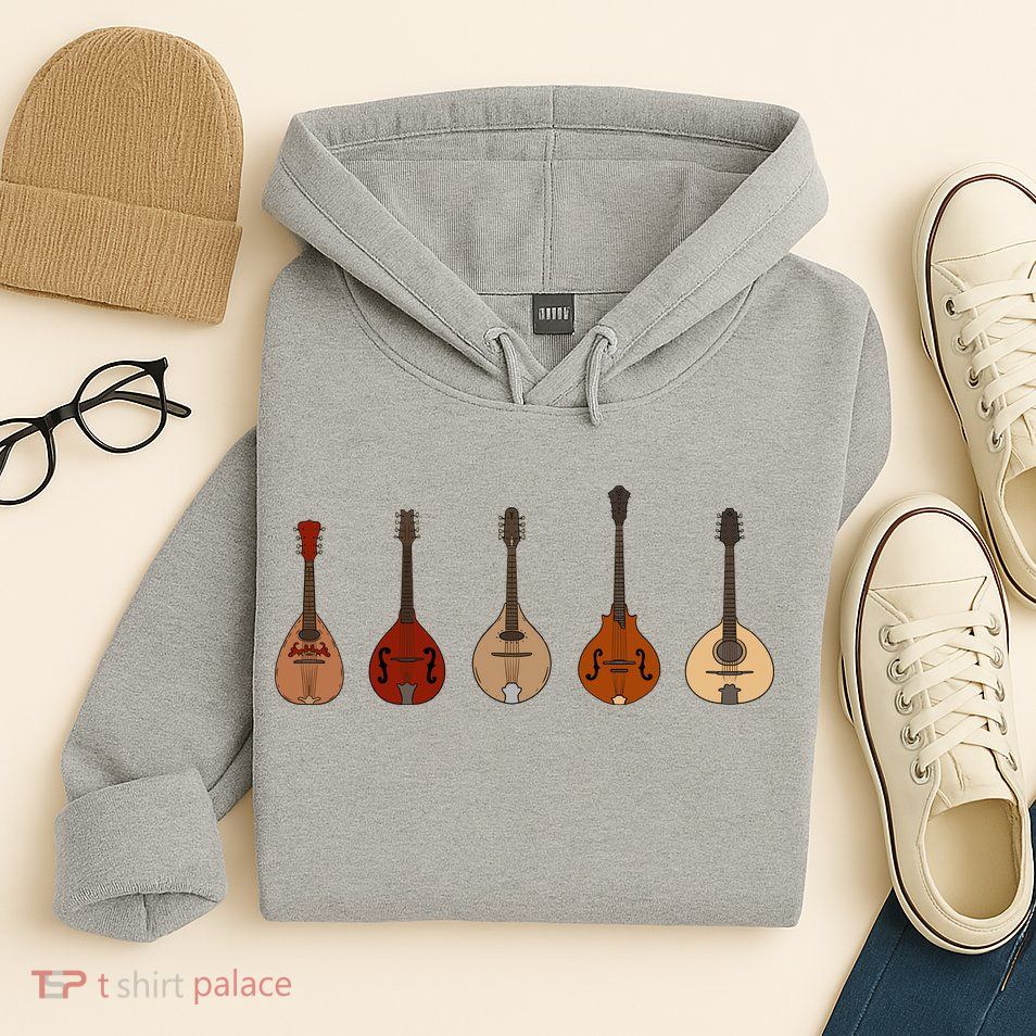 Mandolins In A Row Music Instrument Set Hoodie