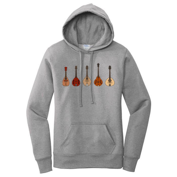 Mandolins In A Row Music Instrument Set Women's Pullover Hoodie