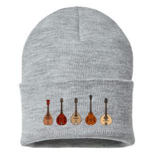 Mandolins In A Row Music Instrument Set Sustainable Knit Beanie