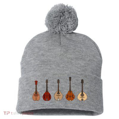 Mandolins In A Row Music Instrument Set Pom Pom 12in Knit Beanie