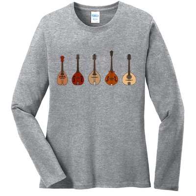 Mandolins In A Row Music Instrument Set Ladies Long Sleeve Shirt