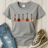 Mandolins In A Row Music Instrument Set Womens T-Shirt