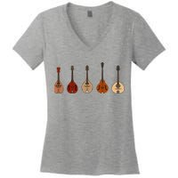 Mandolins In A Row Music Instrument Set Women's V-Neck T-Shirt