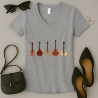 Mandolins In A Row Music Instrument Set Women's V-Neck T-Shirt