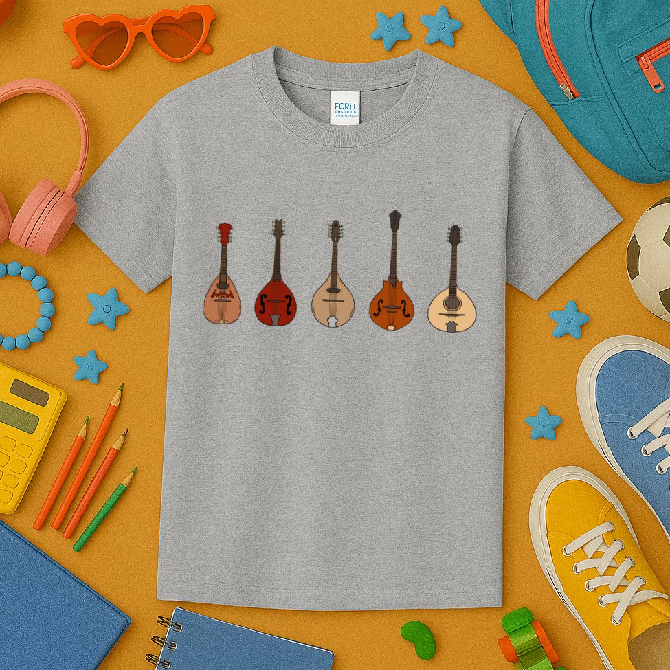 Mandolins In A Row Music Instrument Set Kids T-Shirt