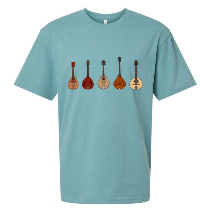 Mandolins In A Row Music Instrument Set Sueded Cloud Jersey T-Shirt