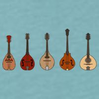 Mandolins In A Row Music Instrument Set Sueded Cloud Jersey T-Shirt