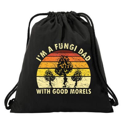 Mens I'm A Fungi Dad Funny Mushroom Foraging Shirt Retro Vintage Drawstring Bag