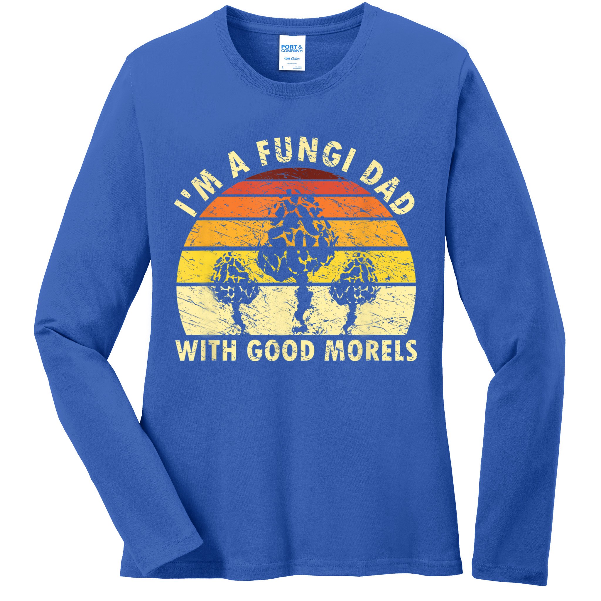 Mens I'm A Fungi Dad Funny Mushroom Foraging Shirt Retro Vintage Ladies Long Sleeve Shirt