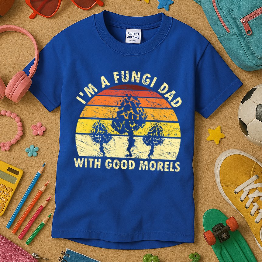 Mens I'm A Fungi Dad Funny Mushroom Foraging Shirt Retro Vintage Kids T-Shirt