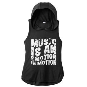 Music Is An Emotion In Motion Ladies PosiCharge Tri-Blend Wicking Draft Hoodie Tank