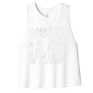 Music Is An Emotion In Motion Women's Racerback Cropped Tank