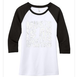 Music Is An Emotion In Motion Women's Tri-Blend 3/4-Sleeve Raglan Shirt