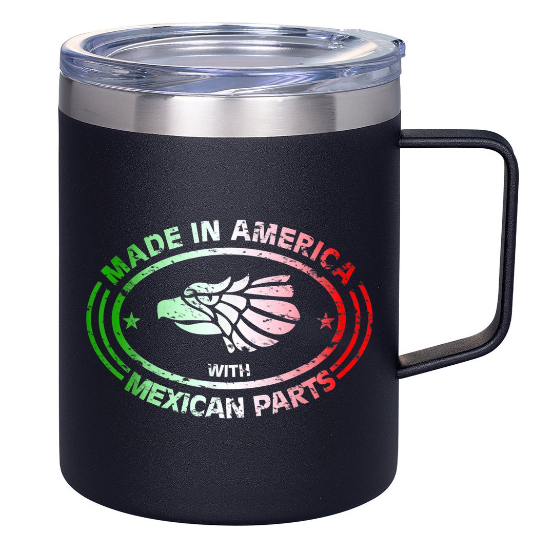 Made In America With Mexican Parts, American Pride Shirt 12oz Stainless Steel Coffee Mug