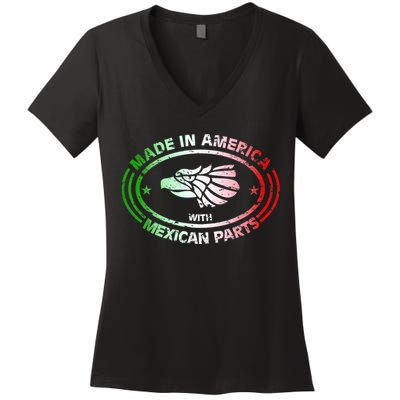 Made In America With Mexican Parts, American Pride Shirt Women's V-Neck T-Shirt
