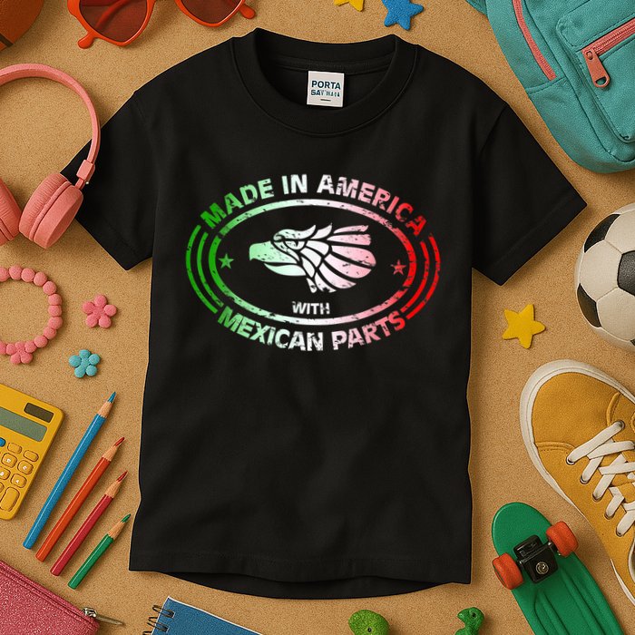 Made In America With Mexican Parts, American Pride Shirt Kids T-Shirt