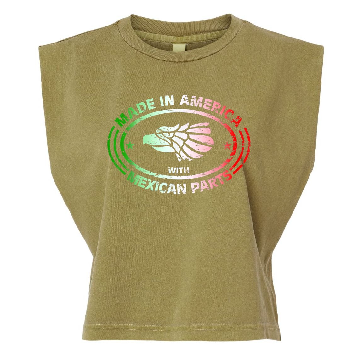 Made In America With Mexican Parts, American Pride Shirt Garment-Dyed Women's Muscle Tee