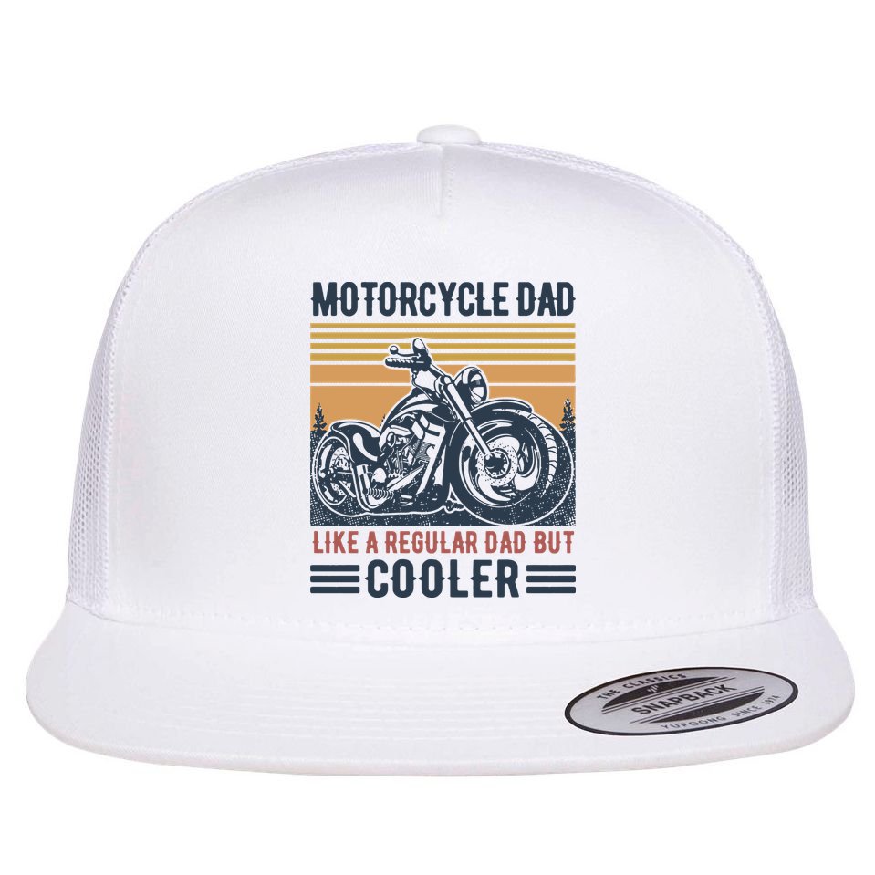 Men Im A Biker Dad Funny Motorcycle Rider Dad Fathers Day Gift Flat Bill Trucker Hat