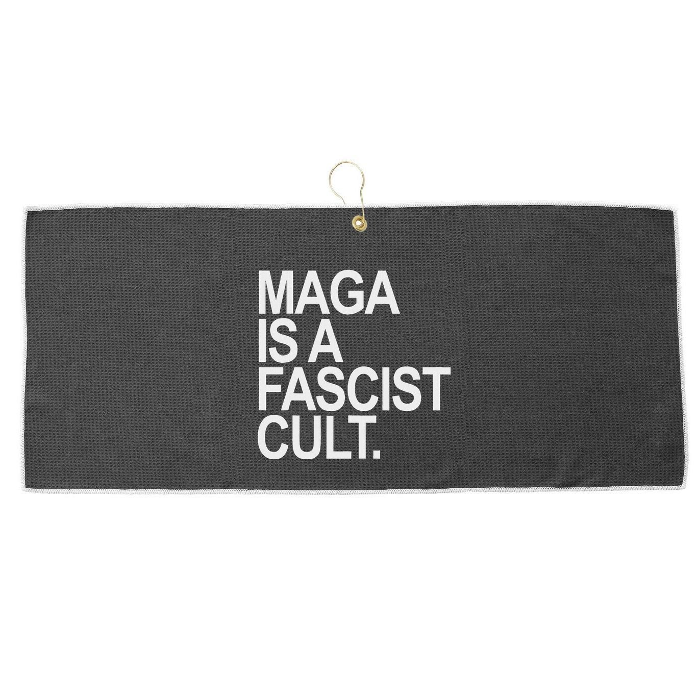 Maga Is A Fascist Cult Stand Against Fascism Large Microfiber Waffle Golf Towel