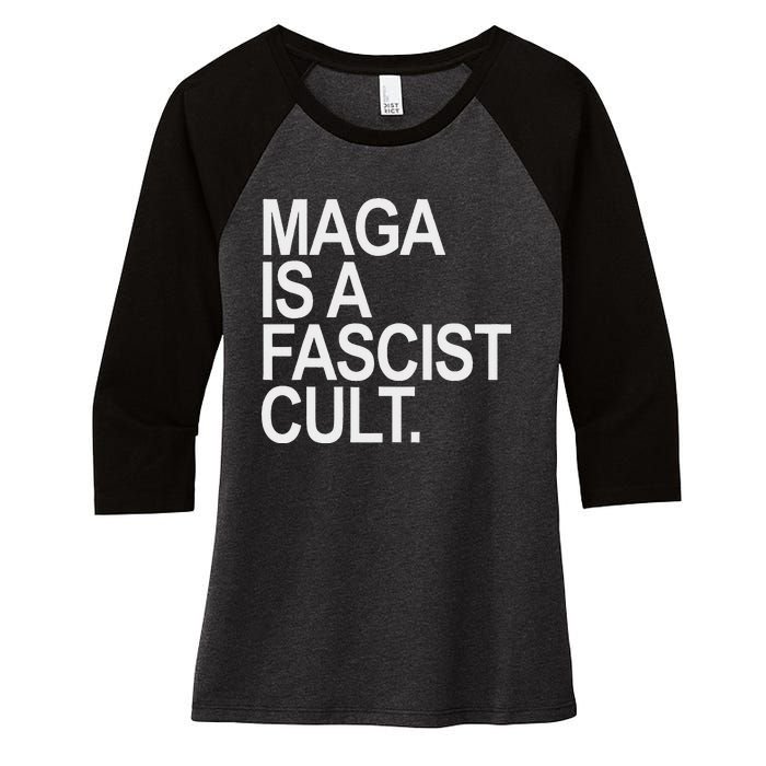 Maga Is A Fascist Cult Stand Against Fascism Women's Tri-Blend 3/4-Sleeve Raglan Shirt